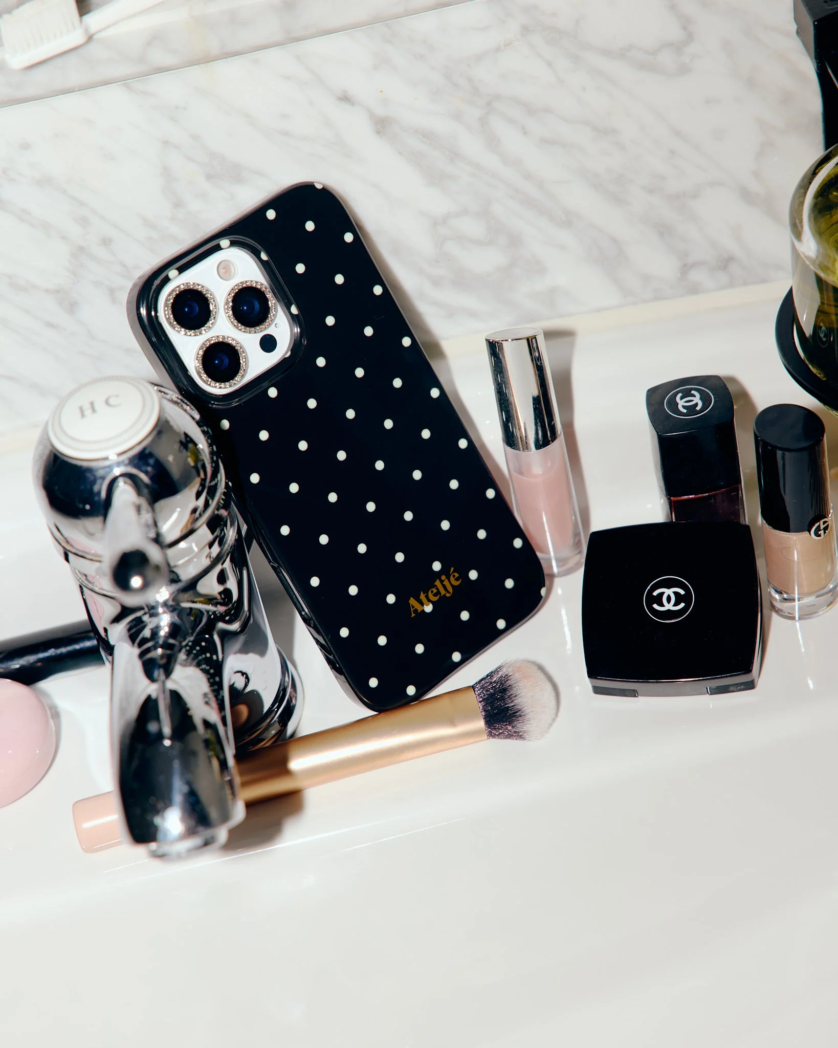 iPhone case (PC) - no rings | Black polkadot - Image 4