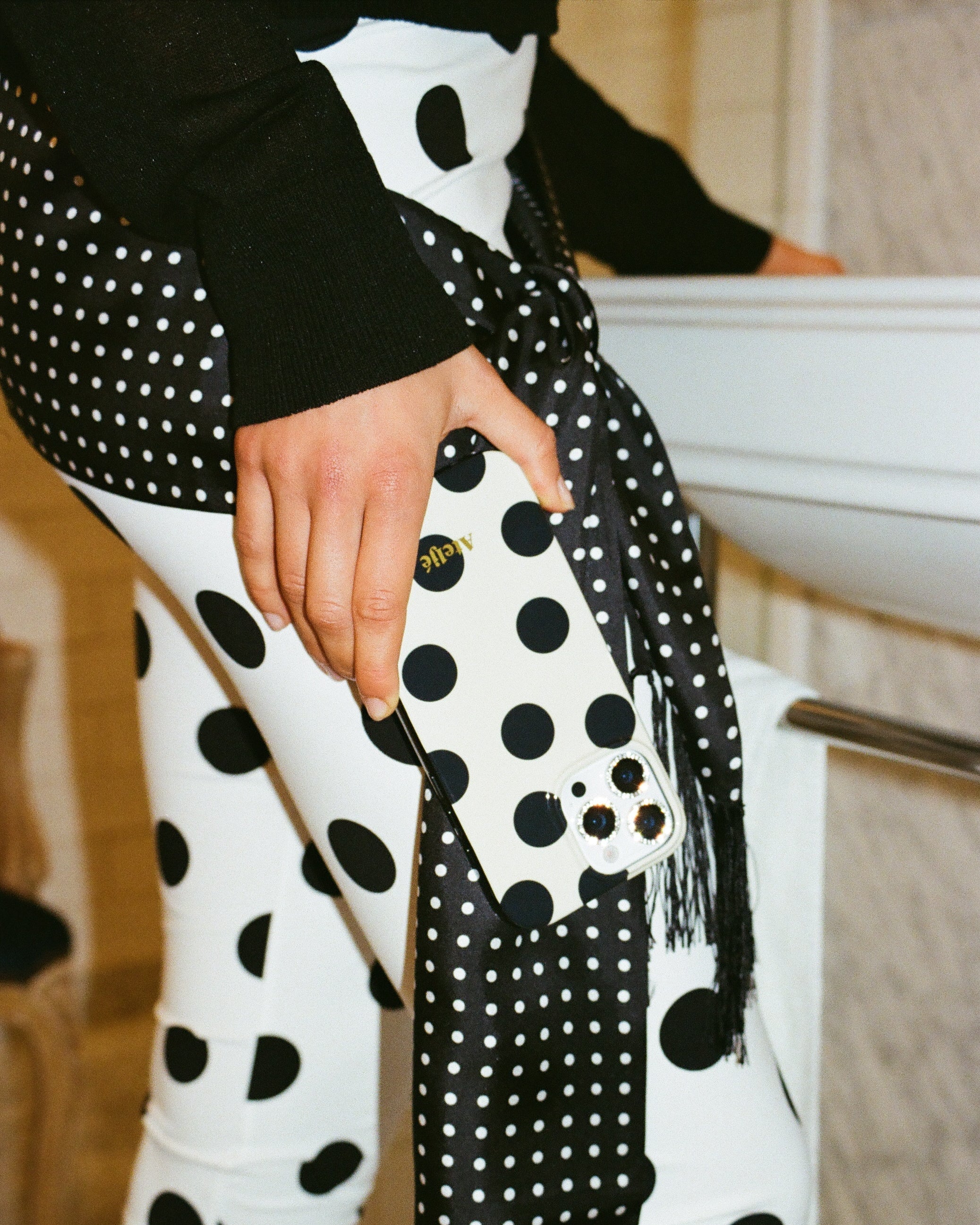 iPhone case (PC) - no rings | Ivory polkadot - Image 5